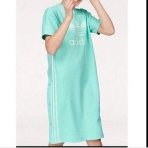 Adidas Originals Mint & White Snap & Stripe Side Dress
